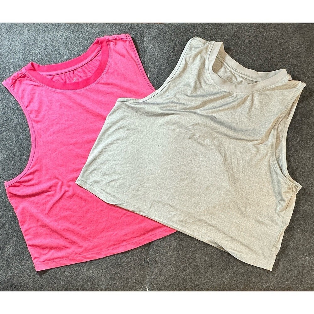 Danskin Womens Cropped Tank Top Lot of 2 Pink Heather Gray Size L Clearance